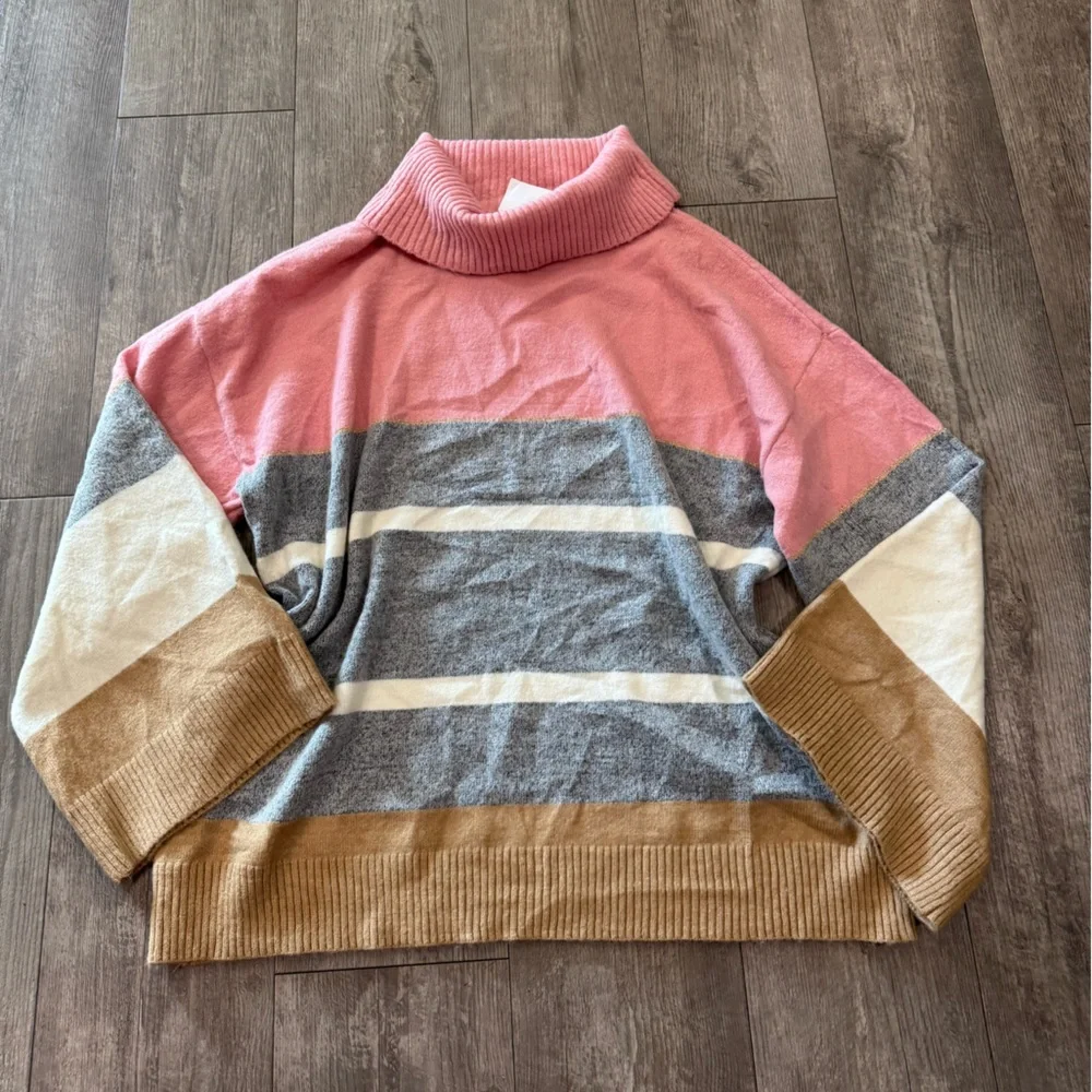 H by Halston Multicolor Turtleneck Sweater
